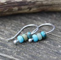 Minimalist Boho Style Turquoise Bead Hook Earrings