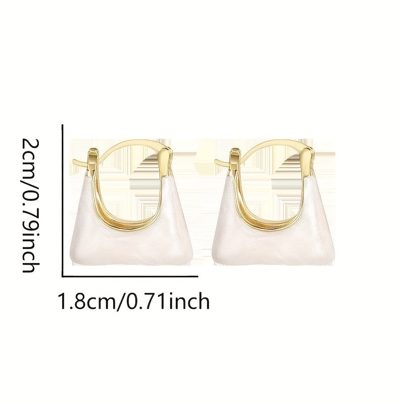 Elegant Retro Style Handbag Design Enamel Hoop Earrings