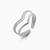 Double-Layer Gold V-Shaped Adjustable Statement Ring