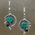 Bohemian Green Zirconia & SilverPlated Artisan Drop Earrings