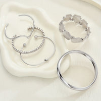 Vintage Stackable Silver Plated Cuff Bangle Bracelet Set
