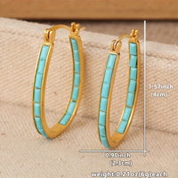 U-Shaped Earrings with Square Synthetic Turquoise