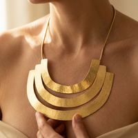 Sculptural Hammered Gold Statement Necklace