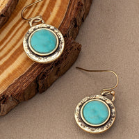 Bohemian Minimalist Turquoise Round Drop Earrings
