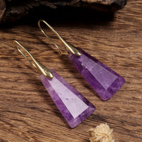 Elegant Natural Stone Amethyst Inverted Trapezoid Earrings
