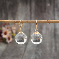 Minimalist Round Glass Pendant Dangle Earrings