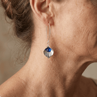 Elegant Blue Rhinestone Petal Drop Earrings
