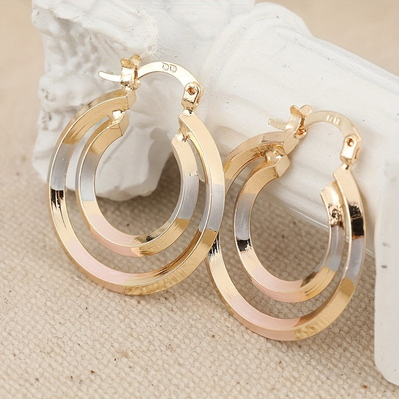 Stylish Hollow Round Shaped Gold Plated Earrings