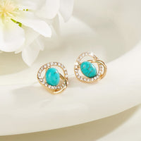 Vintage Bohemian Twist Turquoise Rhinestone Stud Earrings
