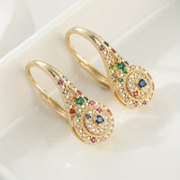 Elegant Retro Opulent Multi Hued Cubic Zirconia Earrings