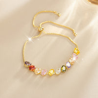 Minimalist Colorful Zirconia Gemstone Adjustable Tennis Bracelet