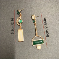 Bohemian Modern Green & Ivory Gold Plated Statement Earrings