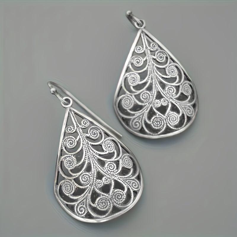 Elegant Retro Teardrop Ethnic Style Threaded Print Earrings