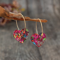 Vintage Style Resin Glitter Heart Pendant Earrings