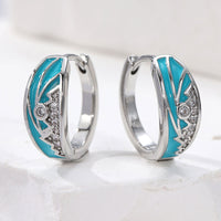 Stylish Enamel Mountain Sun Themed Zirconia Inlaid Earrings