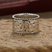 Vintage Handcrafted Silver Plated Wide Band Heart Spinner Ring