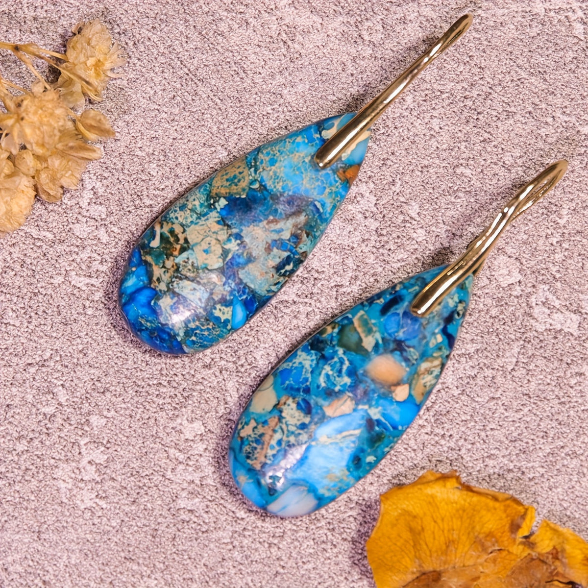 Bohemian Blue Multicolor Natural Stone Earrings