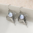 Vintage Bohemian Moonstone Leaf Drop Earrings