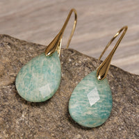 Elegant Natural Stone Amazonite Teardrop Earrings
