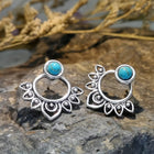 Turquoise Mandala Silver Plated Stud Earrings