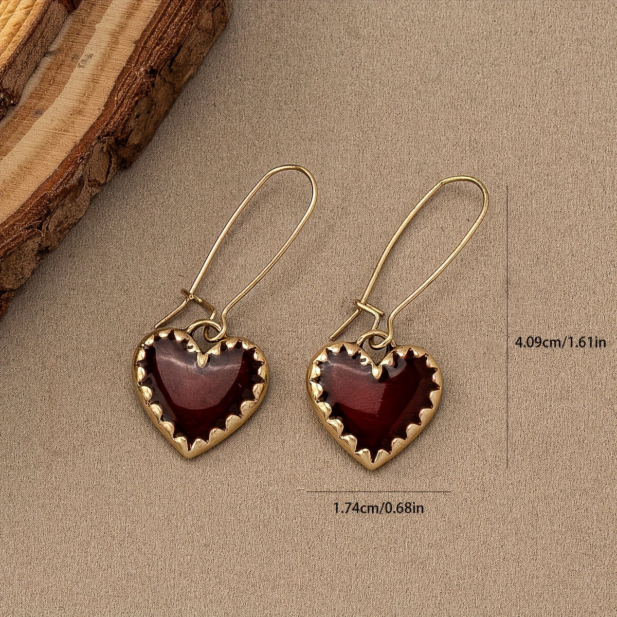 Vintage Bohemian Resin Red Drip Heart Earrings