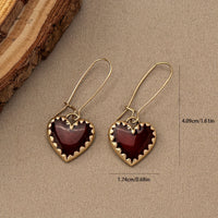 Vintage Bohemian Resin Red Drip Heart Earrings