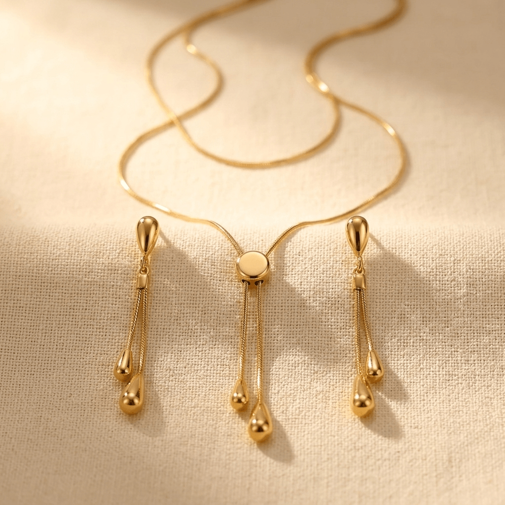 Teardrop Chain Pendant Jewelry Set