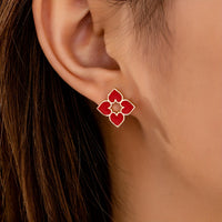 Elegant Enamel Heart Stud Earrings