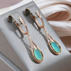 Elegant Gold Plated Teardrop Zirconia Long Pendant Earrings