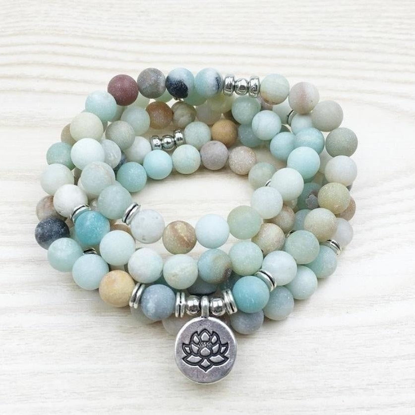 108 Natural Matte Amazonite Stone Mala Prayer Beads