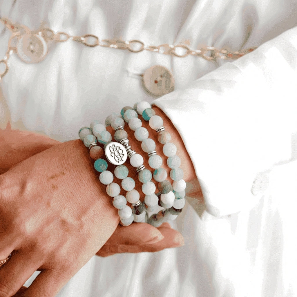 108 Natural Matte Amazonite Stone Mala Prayer Beads