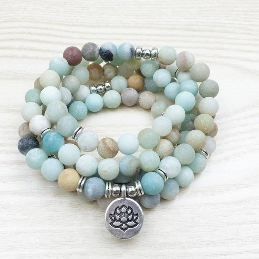 108 Natural Matte Amazonite Stone Mala Prayer Beads