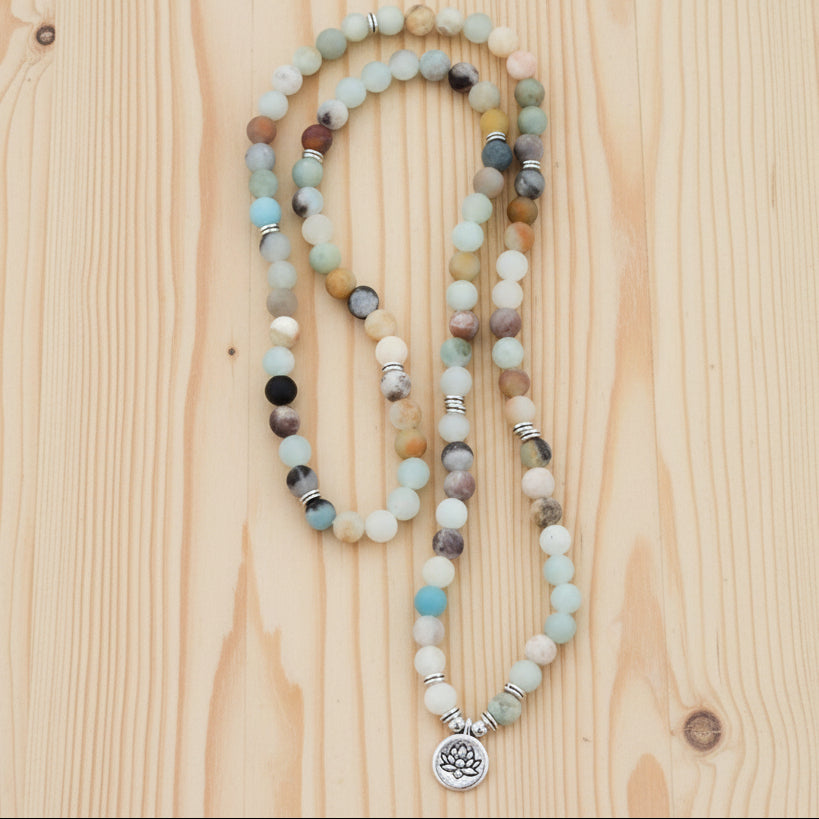 108 Natural Matte Amazonite Stone Mala Prayer Beads