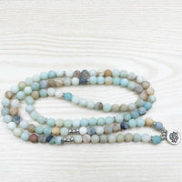 108 Natural Matte Amazonite Stone Mala Prayer Beads