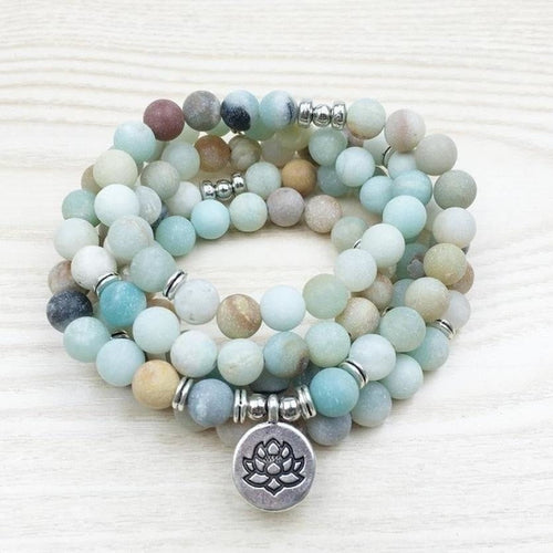 108 Natural Matte Amazonite Stone Mala Prayer Beads