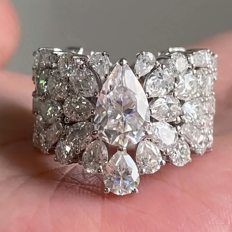 Elegant Gold White Plated Zirconia Romantic Wedding Ring