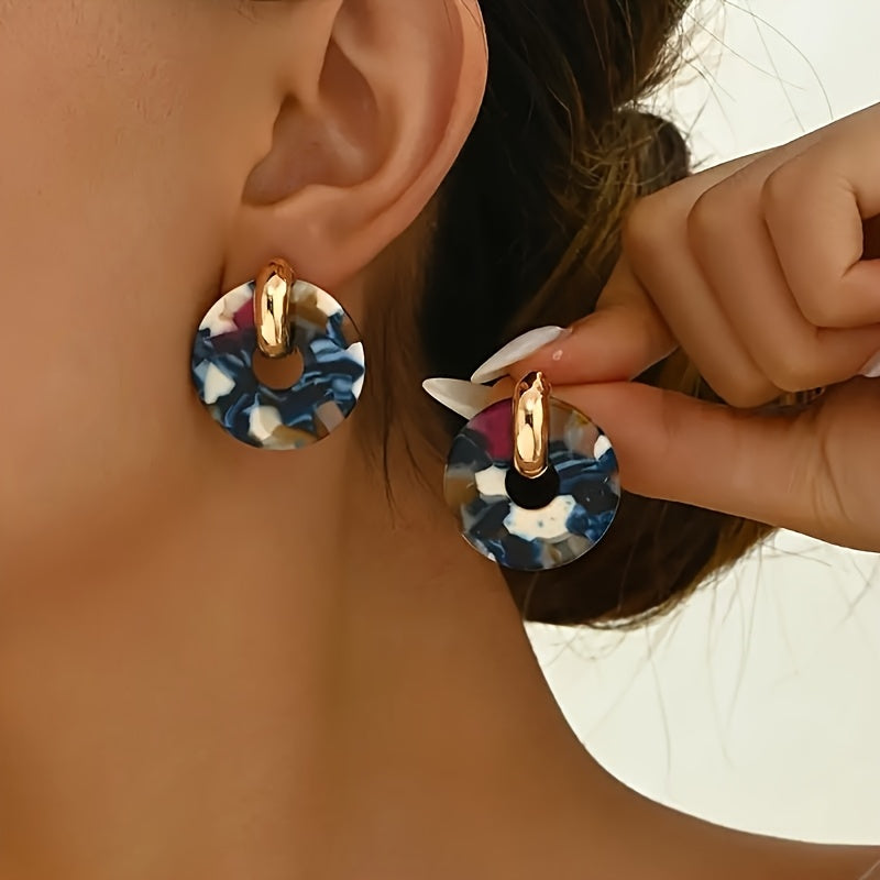 Modern Bold Artistic Design Colorful Resin Statement Earrings