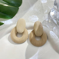 Natural Wood Spiral Drop Earrings