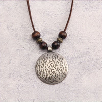 Vintage Twelve Constellations Wooden Beaded Pendant Necklace