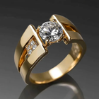 Elegant Gold Plated Modern Solitaire Zirconia Crystal Ring