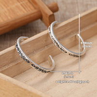 Vintage Botanical Bloom Engraved Silver Hoop Earrings