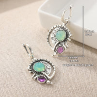 Bohemian Green Zirconia & SilverPlated Artisan Drop Earrings