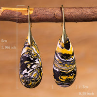 Natural Stone Black Yellow Stone Drop Earrings
