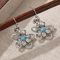 Vintage Bohemian Turquoise Flower Drop Earrings