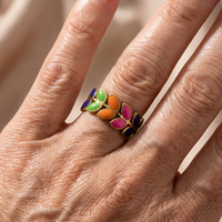 Boho Multicolor Leaf Design Band Ring