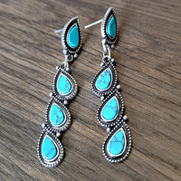 Vintage Style Turquoise Leaf Drop Earrings