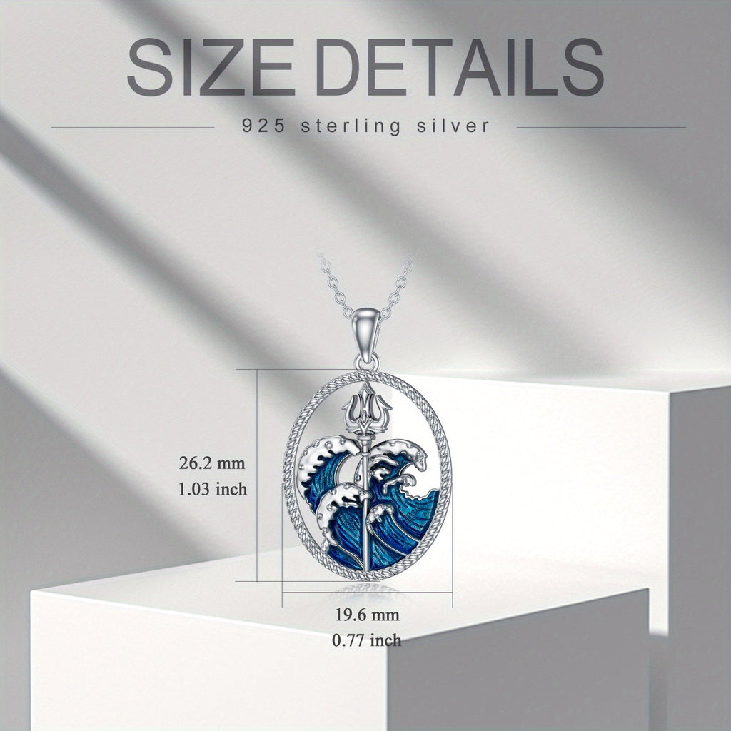 Poseidon Trident Ocean Wave Pendant Necklace