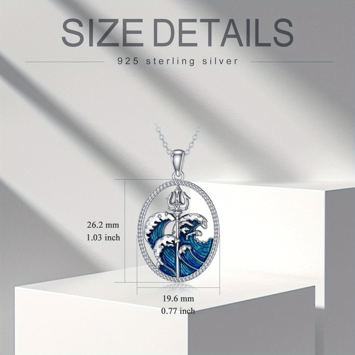 Poseidon Trident Ocean Wave Pendant Necklace