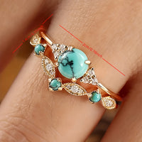 Elegant Vintage Turquoise Statement Gold Plated Ring