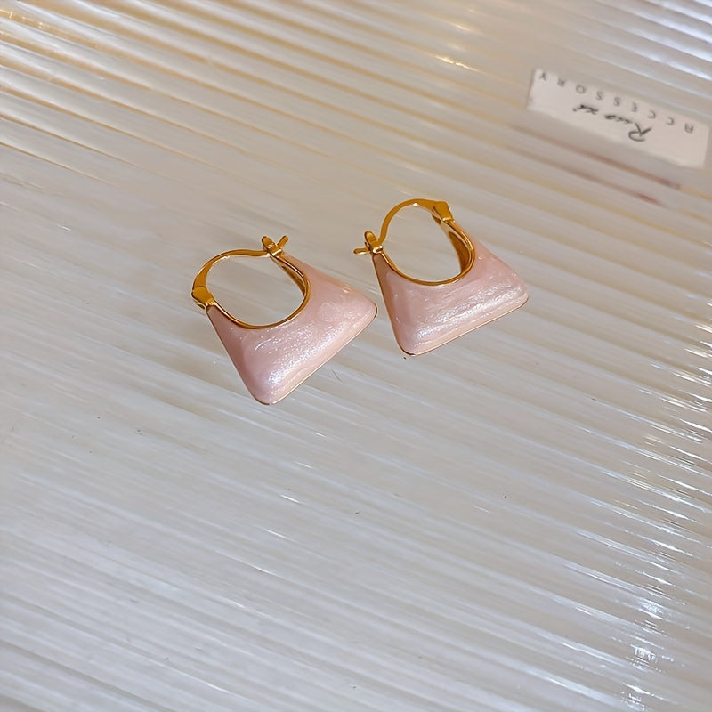 Elegant Retro Style Handbag Design Enamel Hoop Earrings